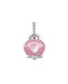 Ciondolo Chantecler Et Voilà Medio con Campanella in Argento, Smalto Rosa e Farfalla