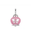 Ciondolo Chantecler Et Voilà Medio con Campanella in Argento, Smalto Rosa e Farfalla