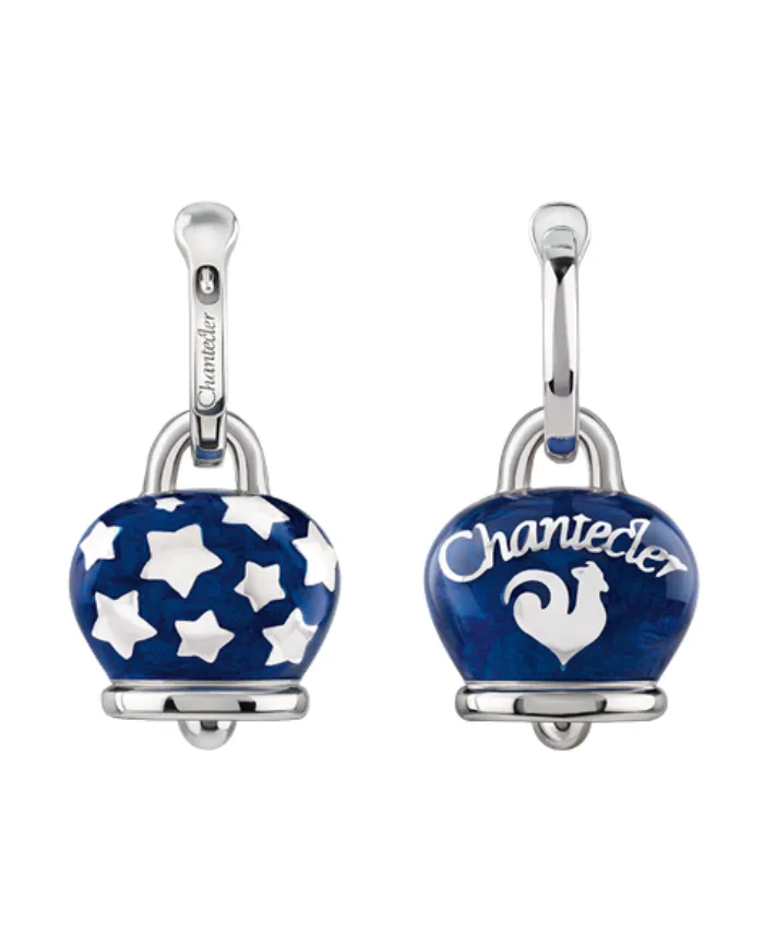 Orecchini Chantecler Et Voilà Medi con Campanella in Argento, Smalto Blu e Stelle