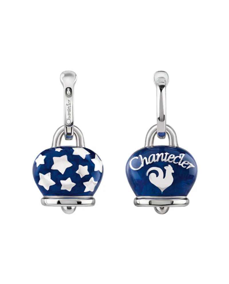 Orecchini Chantecler Et Voilà Medi con Campanella in Argento, Smalto Blu e Stelle Orecchini Chantecler Et Voilà Medi con Campanella in Argento, Smalto Blu e Stelle