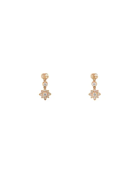 Orecchini Gucci Flora in Oro Rosa con Diamanti e Doppia G