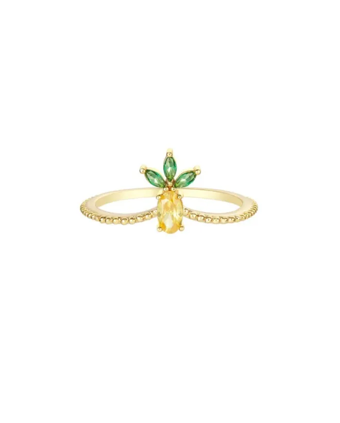 Fruit & Jewels Pineapple Ring in Brass and Gold PVD