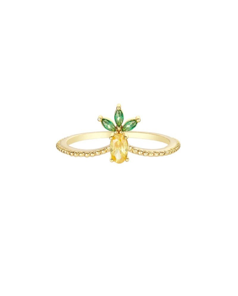 Fruit & Jewels Pineapple Ring in Brass and Gold PVD