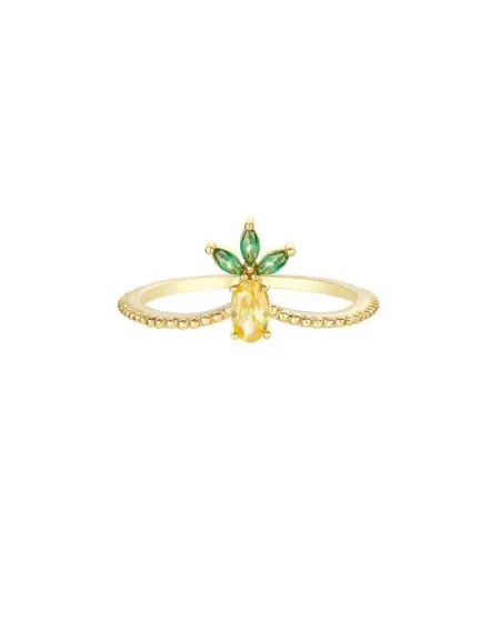 Bague ananas Fruit & Jewels en laiton et PVD or