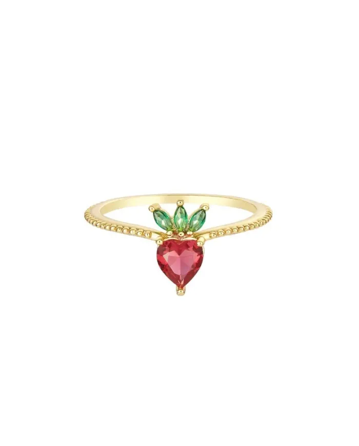 Bague Pomme Fruit & Jewels en laiton PVD doré