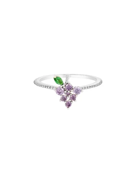 Bague Fruit & Jewels en laiton et argent PVD, motif raisin