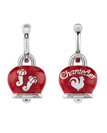 Orecchini Chantecler Et Voilà Medi con Campanella in Argento, Smalto Rosso e Corni