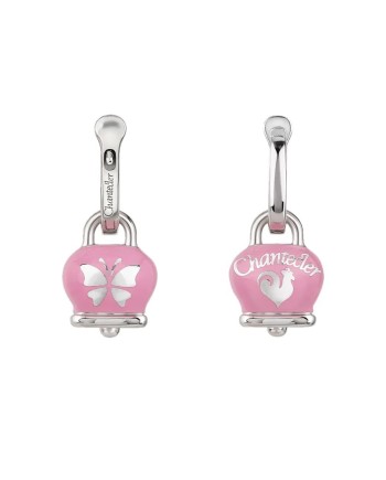 Orecchini Chantecler Et Voilà Piccoli con Campanella in Argento, Smalto Rosa e Farfalle