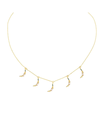Fruit & Jewels Charms Banana Necklace in Gold PVD Brass