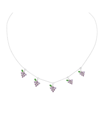 Collana Fruit & Jewels Charms Uva in Ottone Pvd Argento