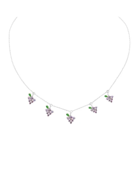 Collier à breloques raisin Fruit & Jewels en laiton et PVD argent
