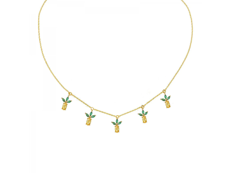 Collana Fruit & Jewels Charms Ananas in Ottone Pvd Oro