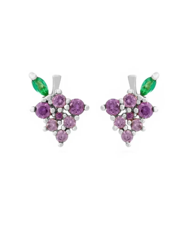 Orecchini a Lobo Fruit & Jewels Uva in Ottone Pvd Oro Argento