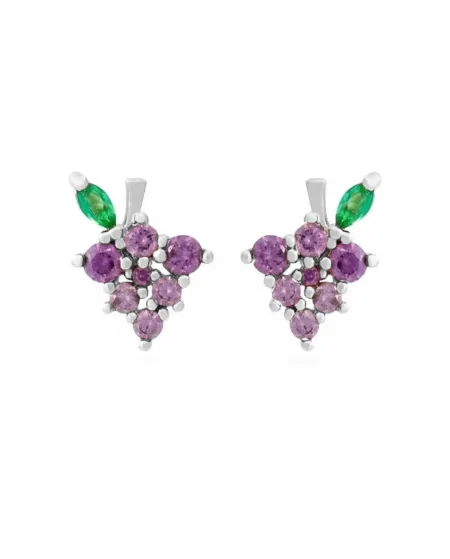 Orecchini a Lobo Fruit & Jewels Uva in Ottone Pvd Oro Argento