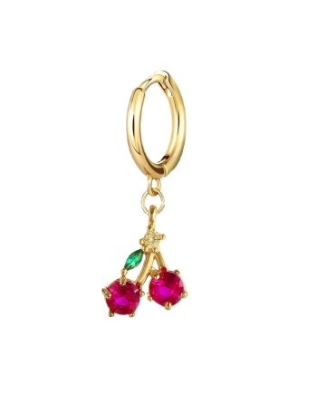 Mono Orecchino Pendente Fruit & Jewels Ciliegia in Ottone Pvd Oro Giallo