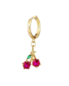 Mono Orecchino Pendente Fruit & Jewels Ciliegia in Ottone Pvd Oro Giallo