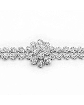 Bracciale Leo Pizzo in Oro Bianco con Fiore di Diamanti Bianchi