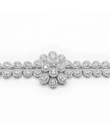 Bracciale Leo Pizzo in Oro Bianco con Fiore di Diamanti Bianchi