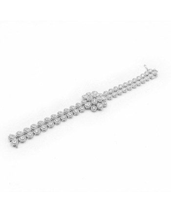 Bracciale Leo Pizzo in Oro Bianco con Fiore di Diamanti Bianchi