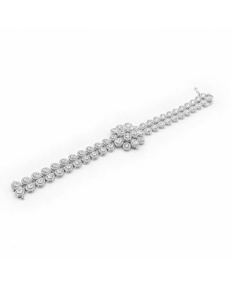COOLSTEELANDBEYOND Fiore Bracciale da Donna Ragazze, Braccialetto del Polsino, Acciaio Inossidabile, Oro Argento Due Toni