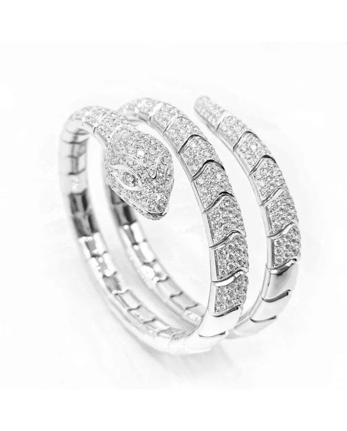 Bracciale Leo Pizzo Serpente in Oro Bianco con Diamanti Bianchi