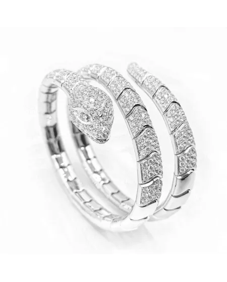 Bracciale Leo Pizzo Serpente in Oro Bianco con Diamanti Bianchi