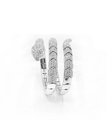 Bracciale Leo Pizzo Serpente in Oro Bianco con Diamanti Bianchi
