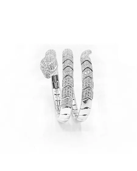 Bracciale Leo Pizzo Serpente in Oro Bianco con Diamanti Bianchi