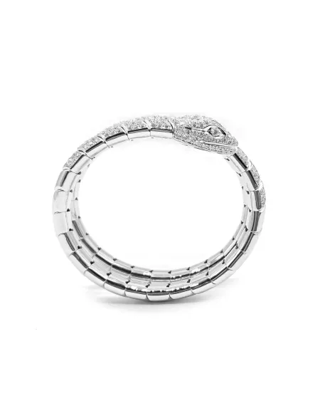 Bracciale Leo Pizzo Serpente in Oro Bianco con Diamanti Bianchi
