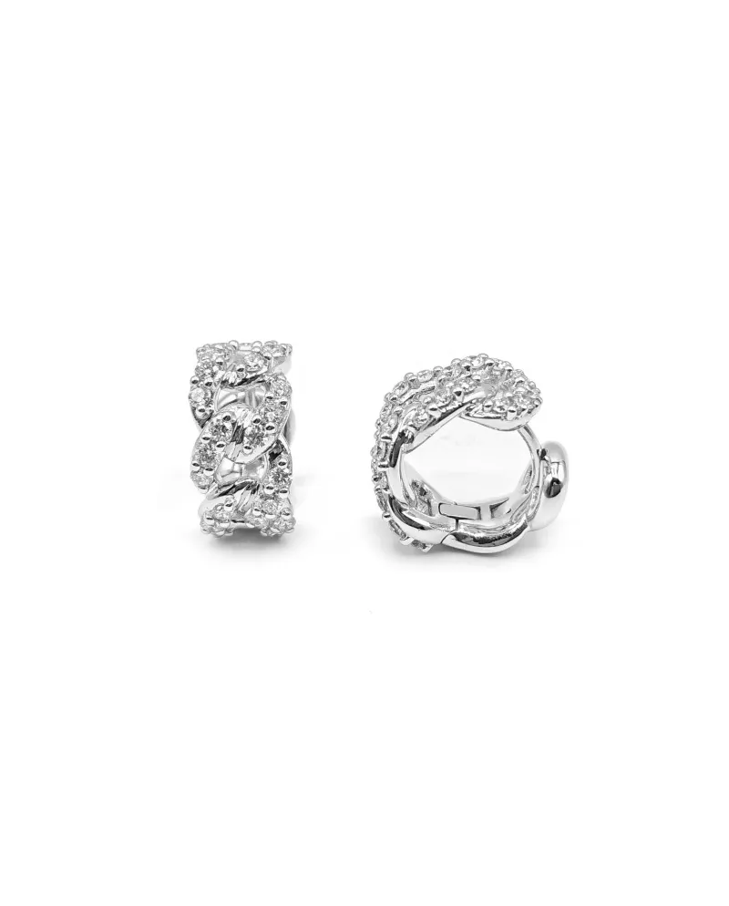 Orecchini Leo Pizzo Groumette in Oro Bianco con Diamanti Bianchi