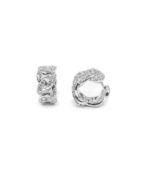 Orecchini Leo Pizzo Groumette in Oro Bianco con Diamanti Bianchi