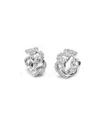 Orecchini Leo Pizzo Groumette in Oro Bianco con Diamanti Bianchi