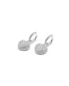 Orecchini Leo Pizzo in Oro Bianco a Cuore con Diamanti Bianchi