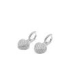 Orecchini Leo Pizzo in Oro Bianco a Cuore con Diamanti Bianchi