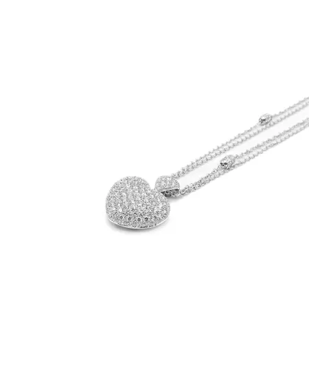 Collier Leo Pizzo en or blanc avec un cœur en diamants blancs