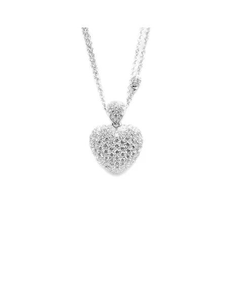 Leo Pizzo Necklace in White Gold with a Heart of White Diamonds