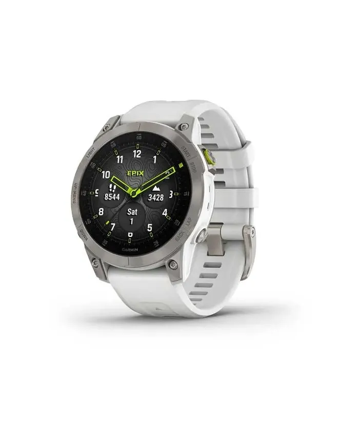 Garmin Epix Sapphire White Titanium SmartWatch with Rubber Strap