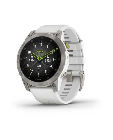 Garmin Epix Sapphire White Titanium SmartWatch with Rubber Strap