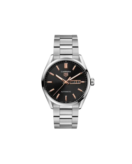 Orologio Tag Heuer Carrera con Quadrante Nero e Cinturino in Acciaio 41 mm