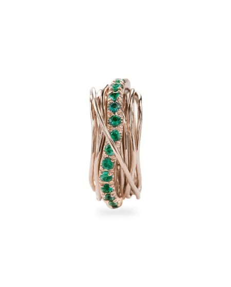 Anello Filodellavita 13 Fili Oro Rosa e Smeraldi