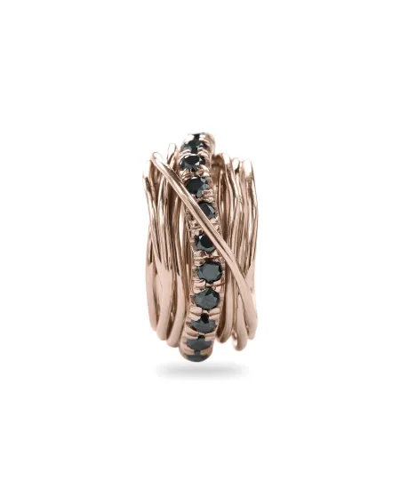 Filodellavita 13-Thread Ring in Rose Gold and Black Diamonds