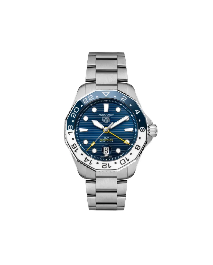 Orologio Tag Heuer Aquaracer Professional 300 GMT con Quadrante Blu e Cinturino in Acciaio