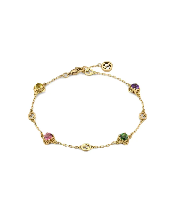 Bracciale Gucci Interlocking in Oro Giallo con Pietre