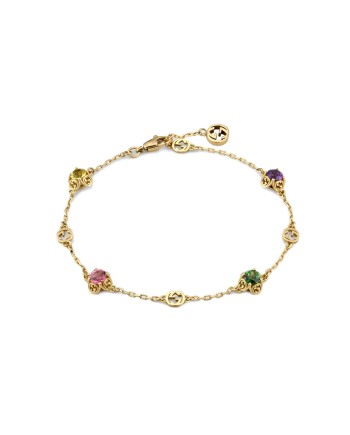 Gucci Interlocking Bracelet in Yellow Gold with Stones