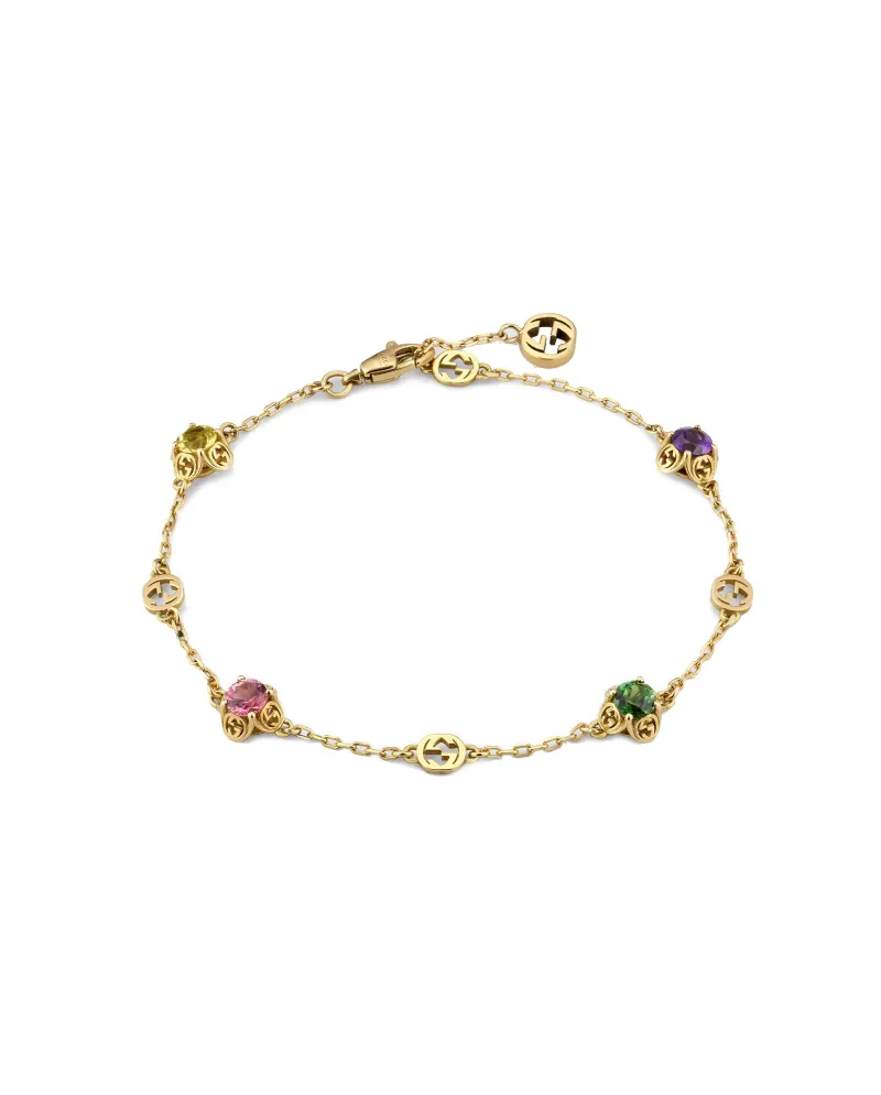 Bracciale Gucci Interlocking in Oro Giallo con Pietre