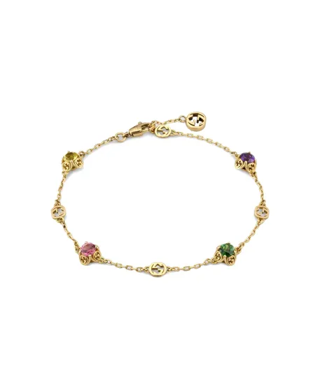 Bracciale Gucci Interlocking in Oro Giallo con Pietre