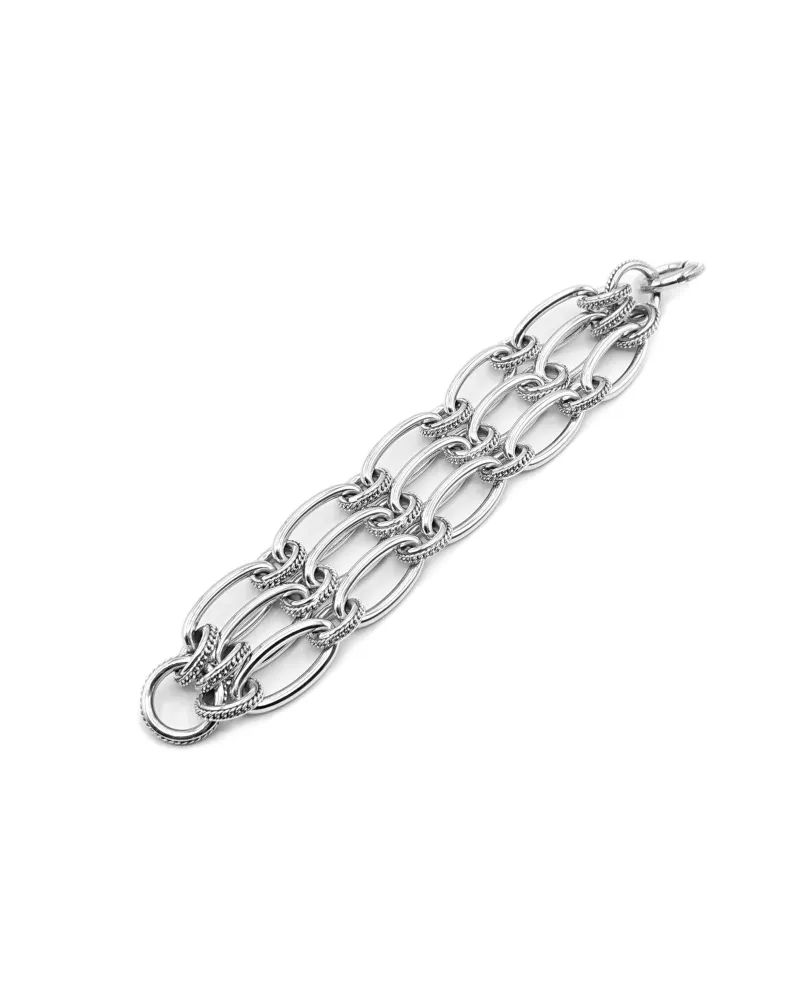 Bracciale Pianegonda in Argento con 3 File di Maglie Ovali