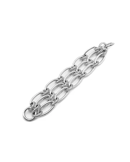 Bracciale Pianegonda in Argento con 3 File di Maglie Ovali
