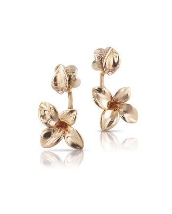 Orecchini Pendenti Pasquale Bruni Petit Garden in Oro Rosa con Fiore e Diamanti