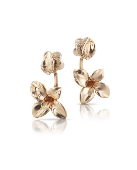 Orecchini Pendenti Pasquale Bruni Petit Garden in Oro Rosa con Fiore e Diamanti